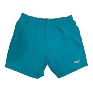 Men’s L Columbia 6” Swim Trunks Lined Turquoise Blue Retro Beach Travel Fishing